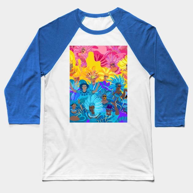 Samba Dancers, Music Festival, Mardi Gras Carnival Festive Arrangement Abstract Contemporary Modern Art Baseball T-Shirt by sofiartmedia